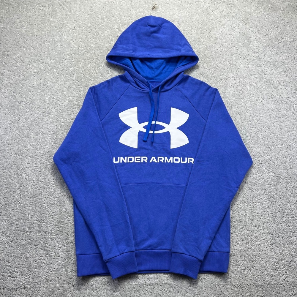 Under Armour Hoodie Mens Large Blue Rival Fleece Big Logo Loose 1357093-486 NWT